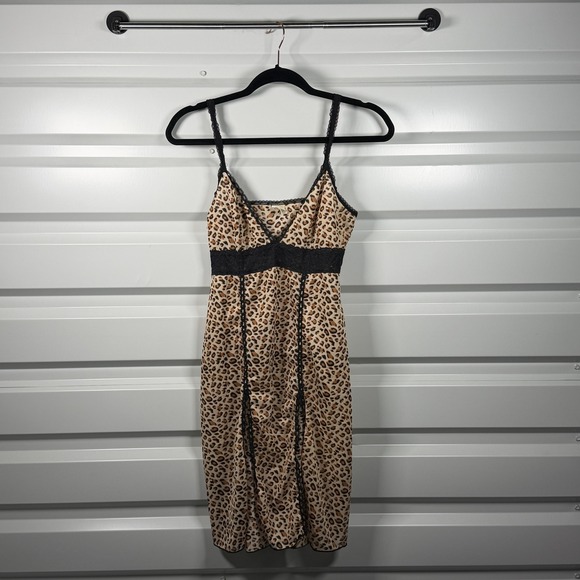 Rosalie Dresses & Skirts - Rosalie Leopard Print Lace Trim Slip Dress Womens Medium Y2K Grunge Animal Print
